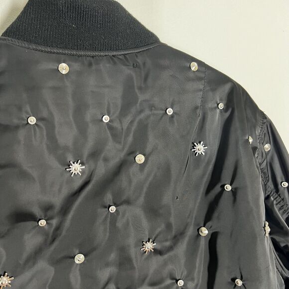 Sandro Sz 2 M Silencio Studded Bomber Black Jacket Full Zip - Picture 11 of 12